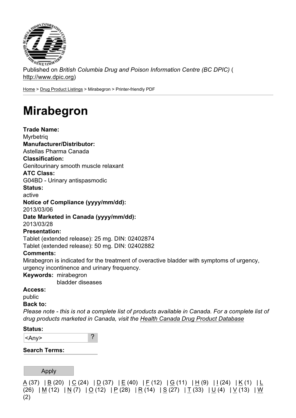 Mirabegron > Printer-Friendly PDF