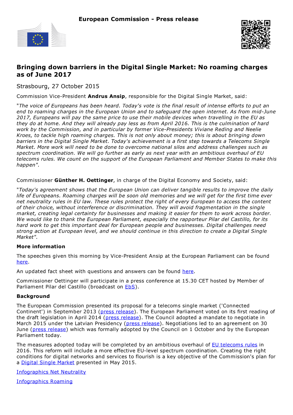 No Roaming Charges As of June 2017