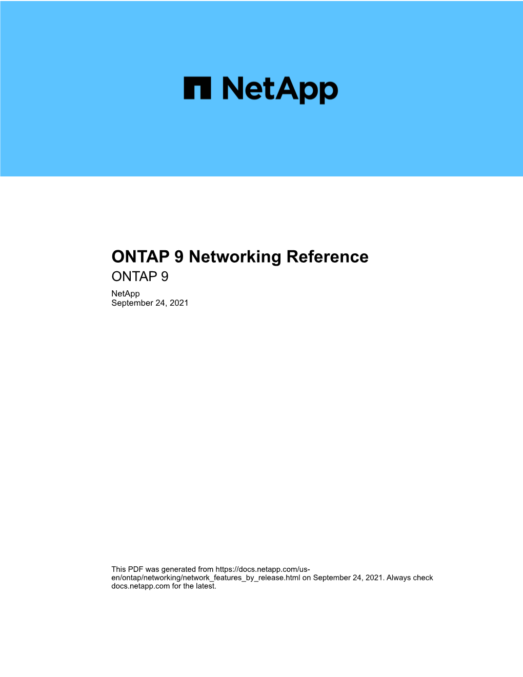 ONTAP 9 Networking Reference ONTAP 9 Netapp September 24, 2021