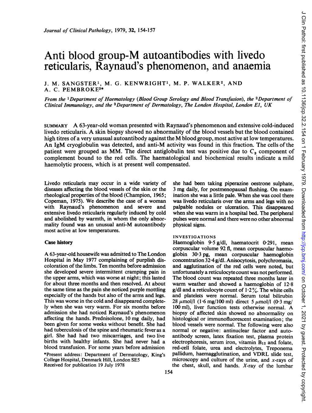 Reticularis, Raynaud's Phenomenon, and Anaemia