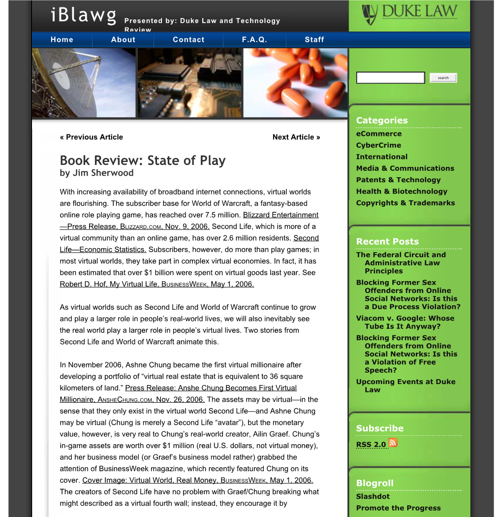 Book Review: State of Play