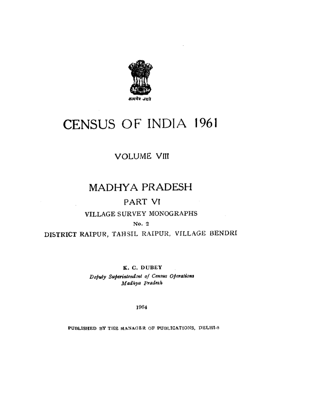 Village Survey Monographs No-2, Part VI, Vol-VIII