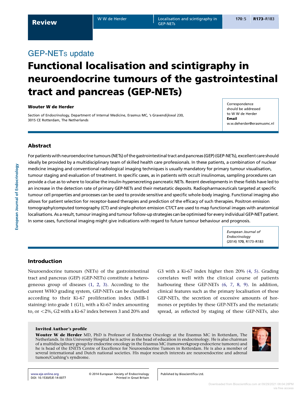 Functional Localisation and Scintigraphy in Neuroendocrine Tumours of the Gastrointestinal Tract and Pancreas (GEP-Nets)