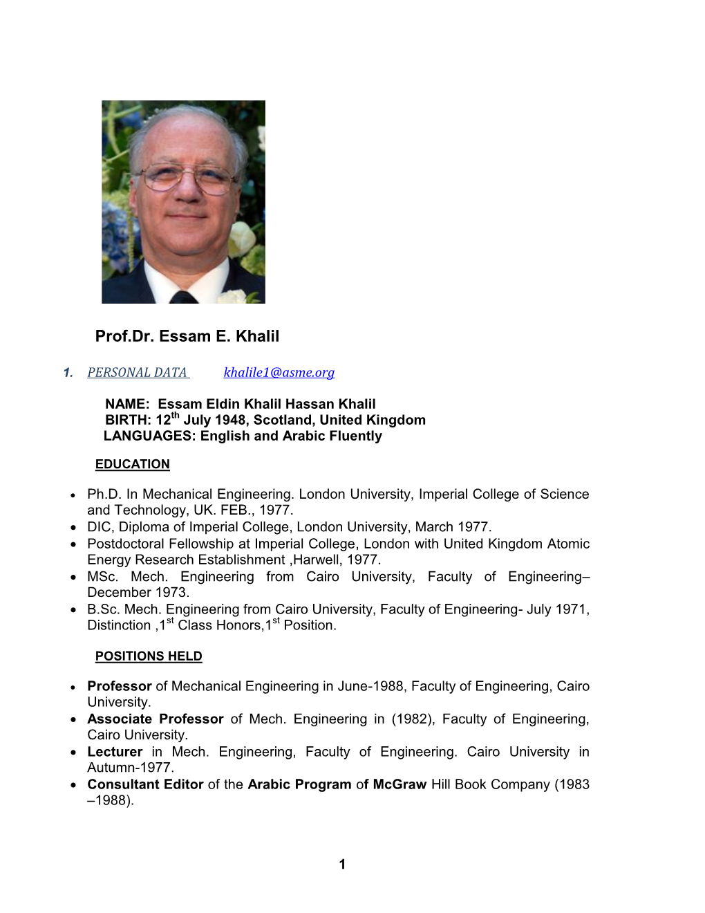 Prof.Dr. Essam E. Khalil