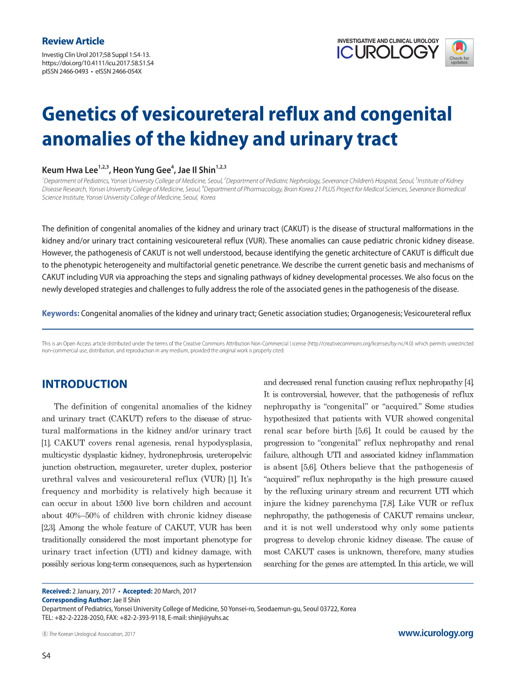 Genetics of Vesicoureteral Reflux and Congenital Anomalies of the Kidney and Urinary Tract