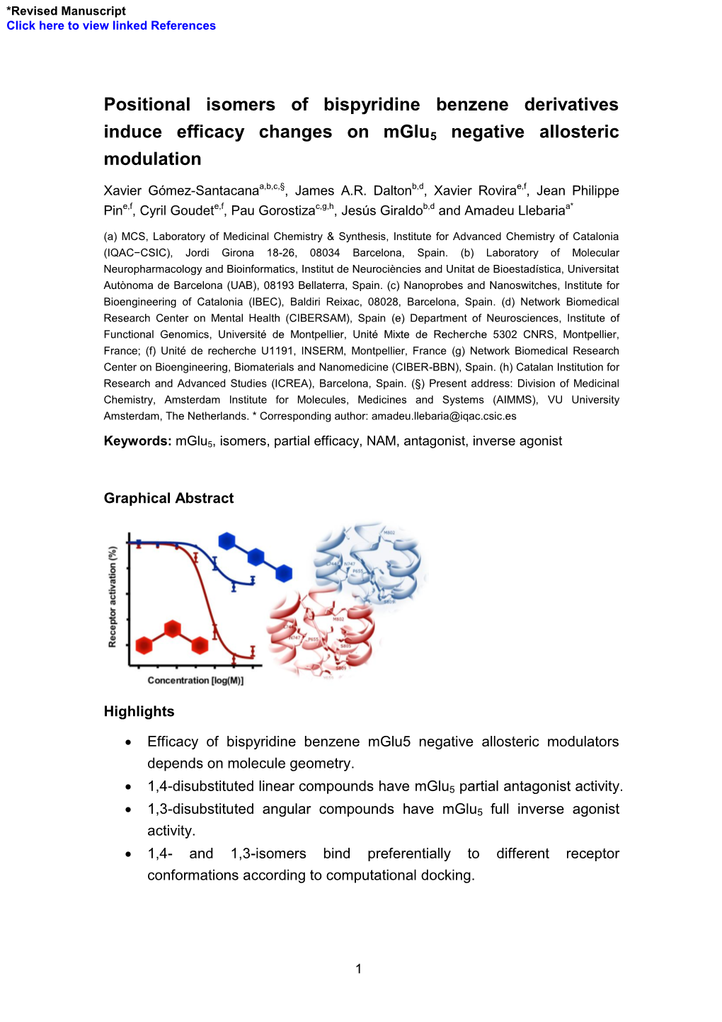 Positional Isomers of Bispyridine Benzene Derivatives Induce Efficacy