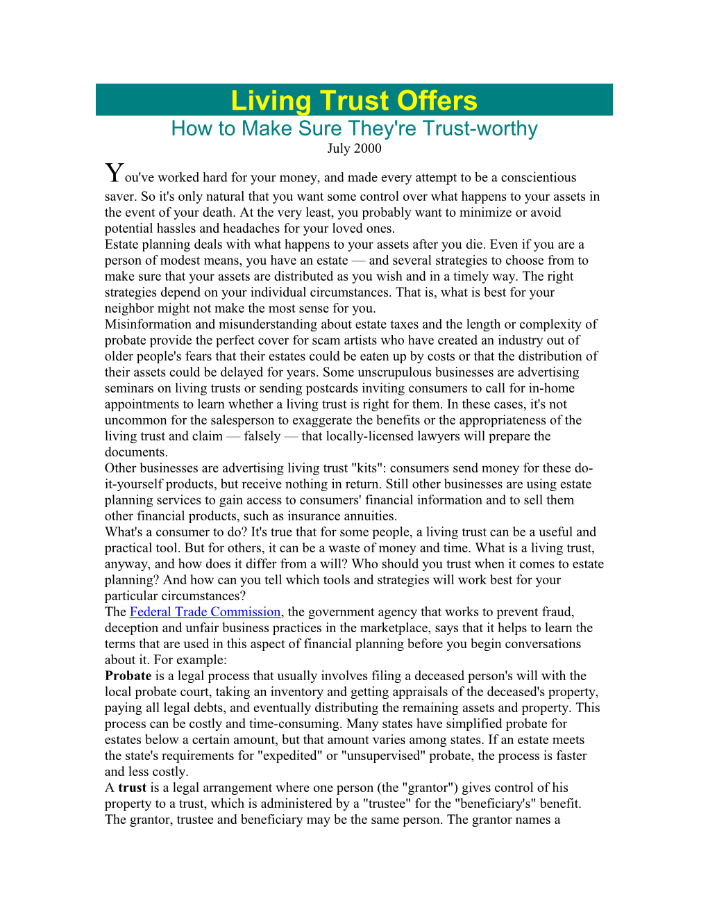 Living Trust Offers