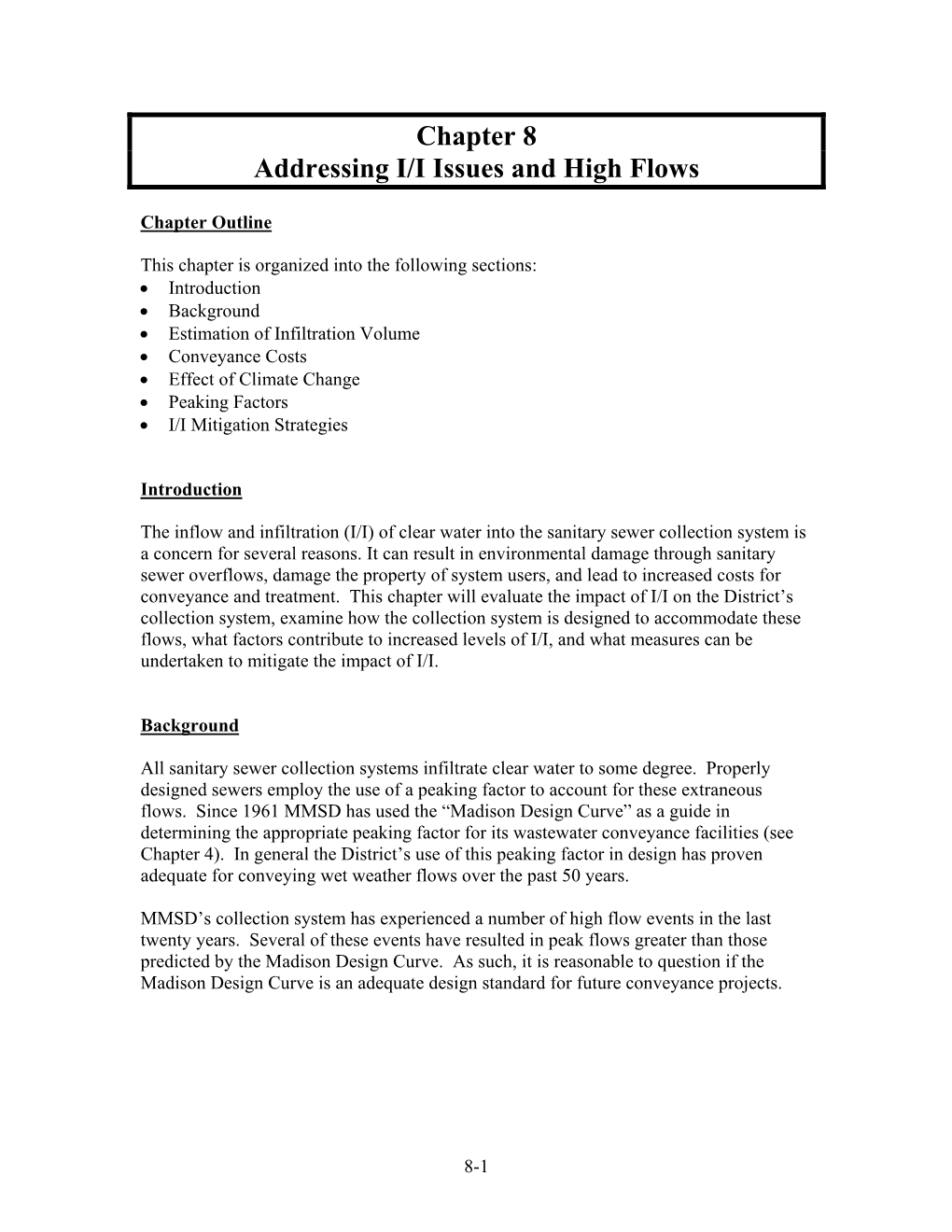 Chapter 8 Addressing I/I Issues and High Flows