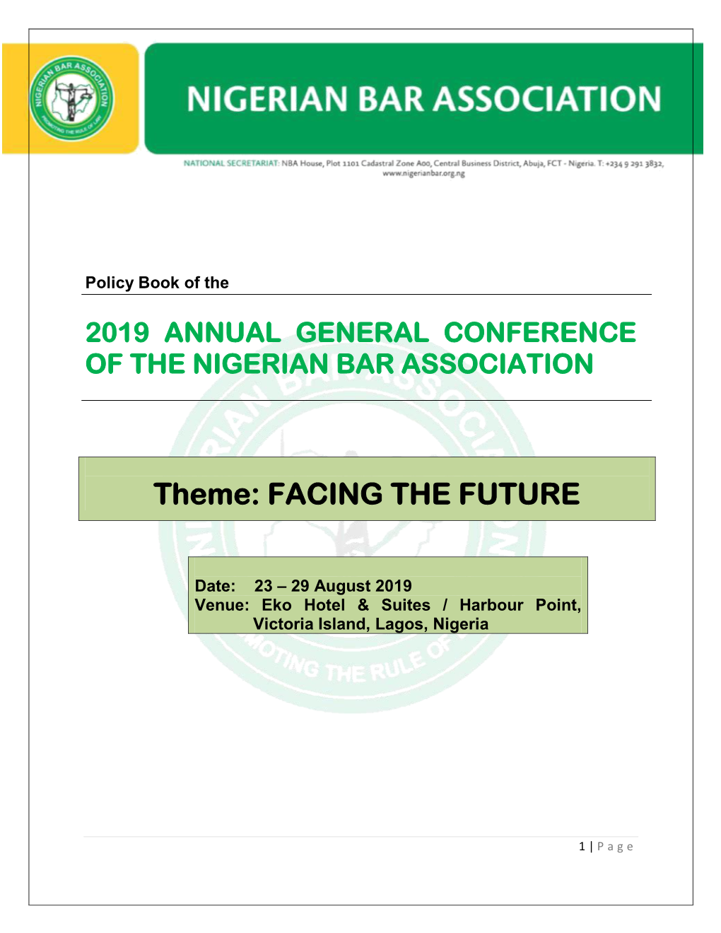 Theme: FACING the FUTURE