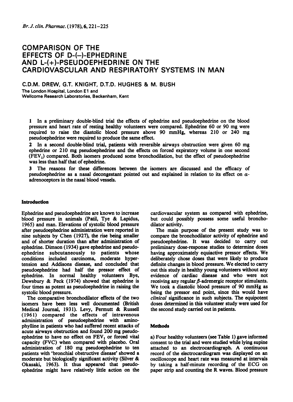 (+)-Pseudoephedrine on the Cardiovascular and Respiratory Systems in Man C.D.M