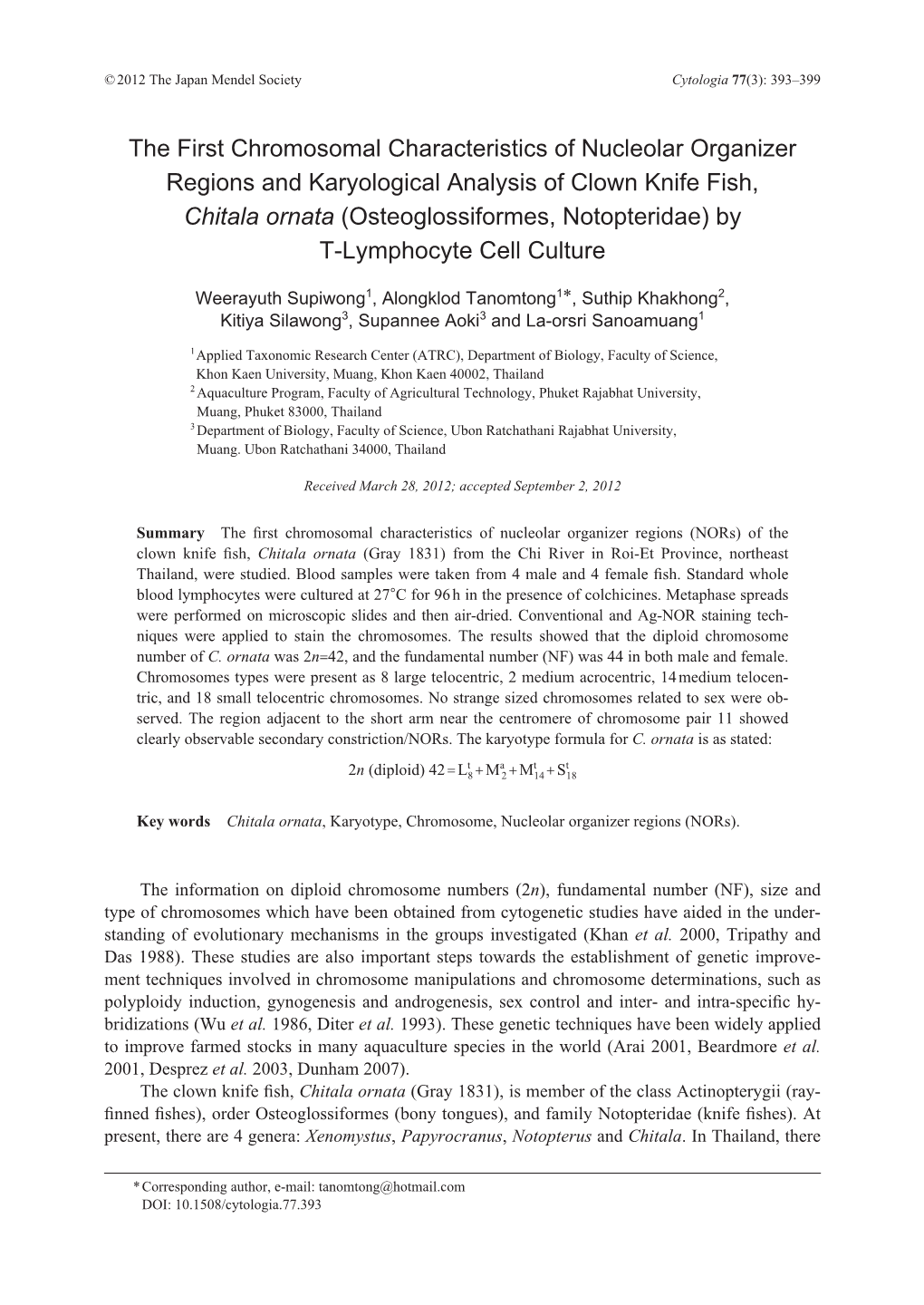 The First Chromosomal Characteristics Of