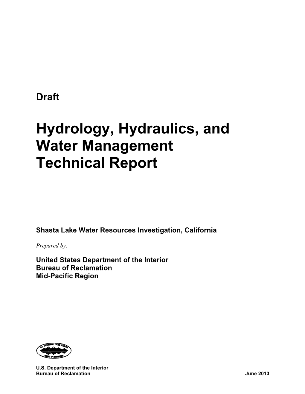 Hydrology, Hydraulics, and Water Management Technical Report