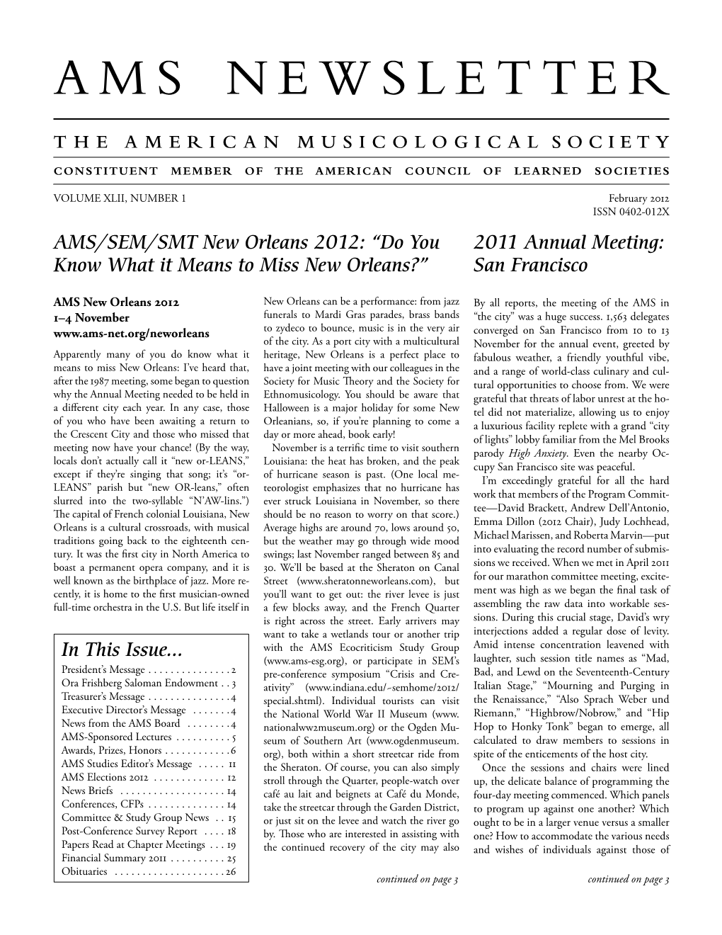AMS Newsletter February 2012