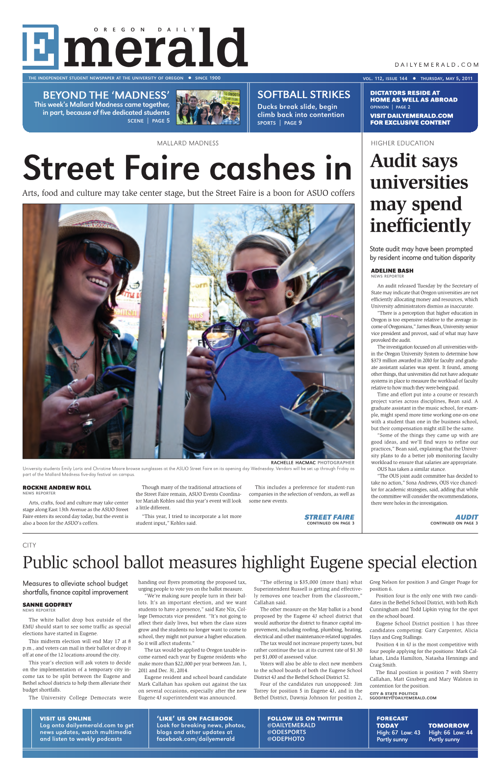 Street Faire Cashes in Universities Arts, Food and Culture May Take Center Stage, but the Street Faire Is a Boon for ASUO Coffers May Spend Inefficiently
