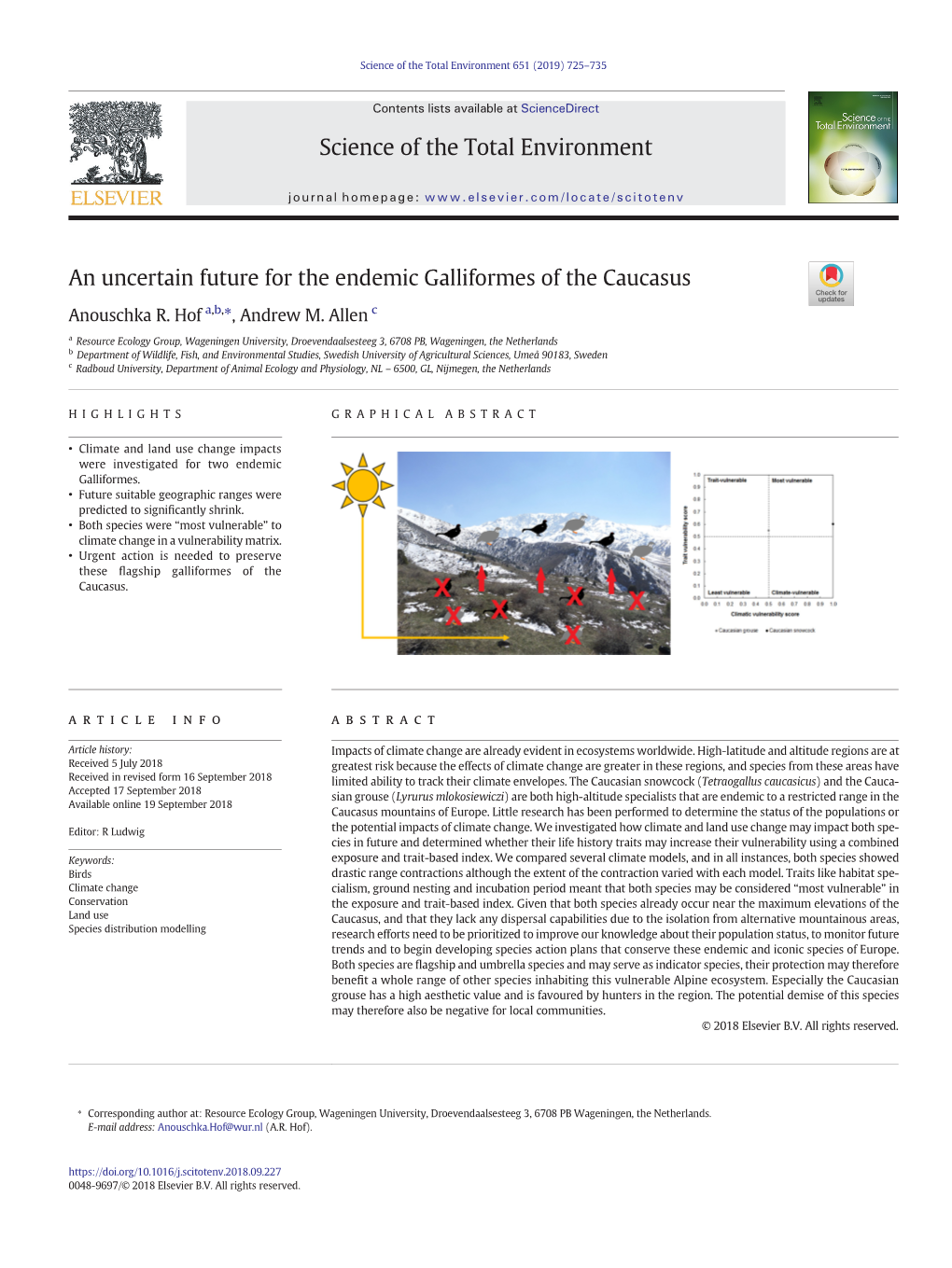 An Uncertain Future for the Endemic Galliformes of the Caucasus