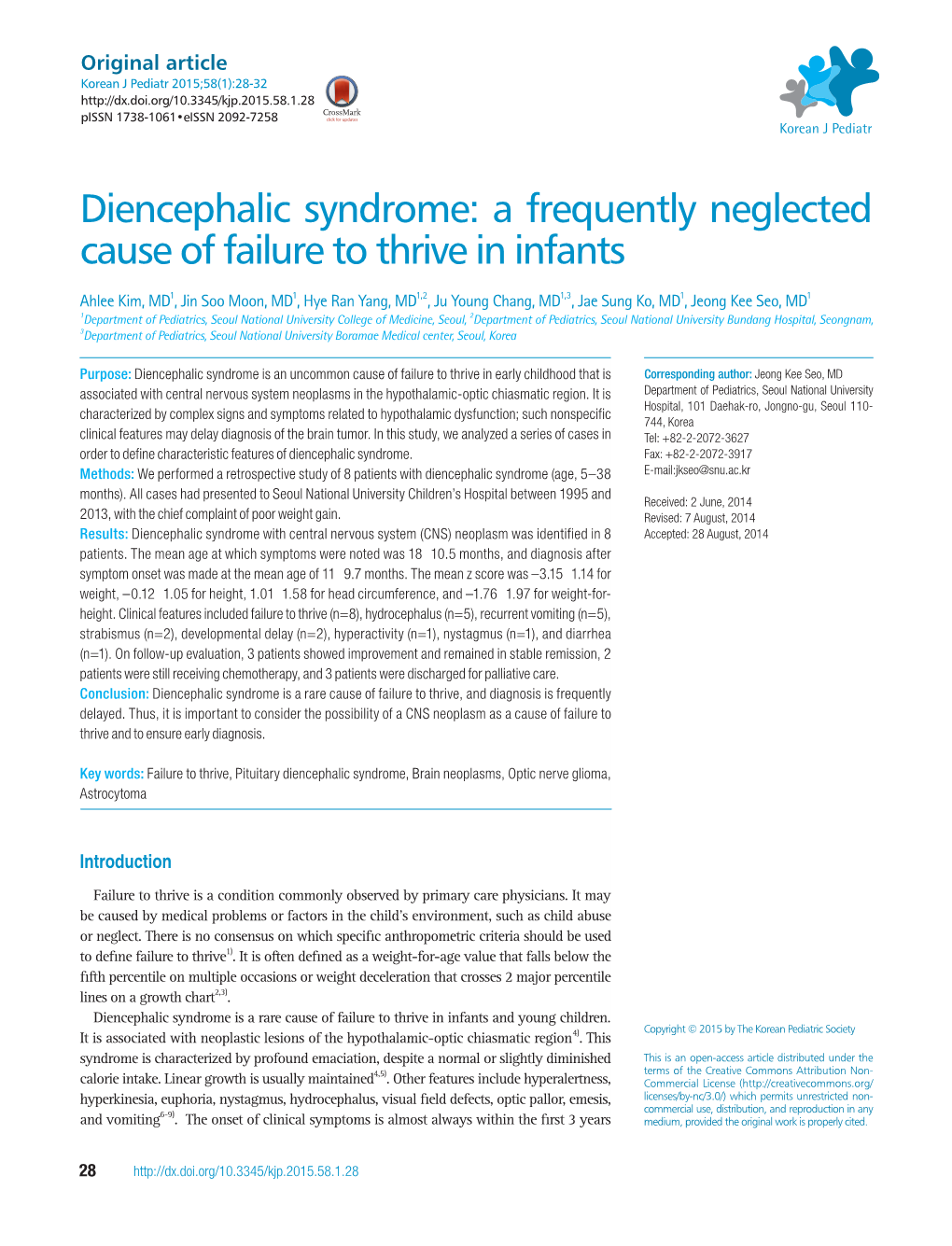 Diencephalic Syndrome: a Frequently Neglected Cause of Failure to Thrive in Infants