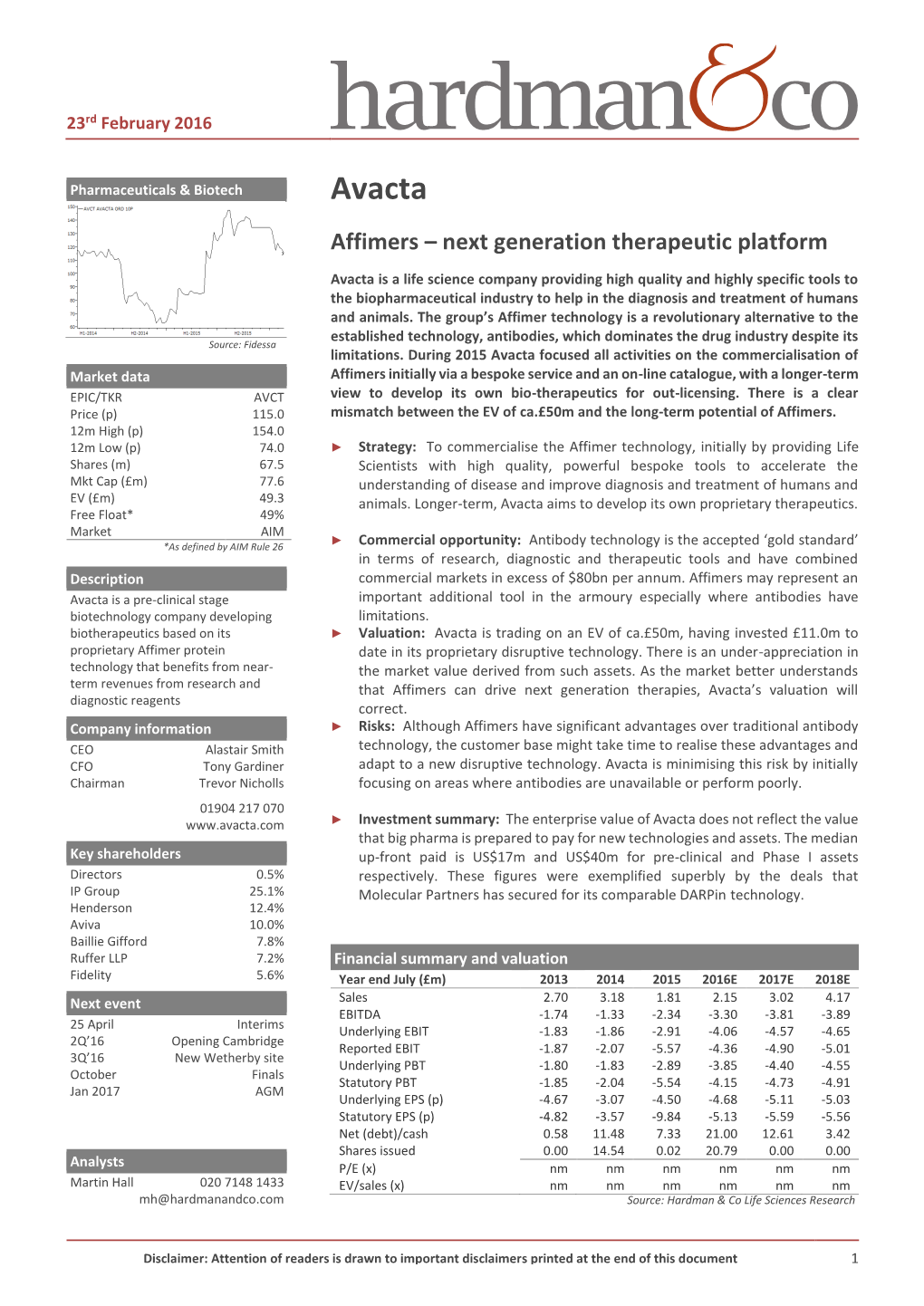 Avacta Affimers – Next Generation Therapeutic Platform