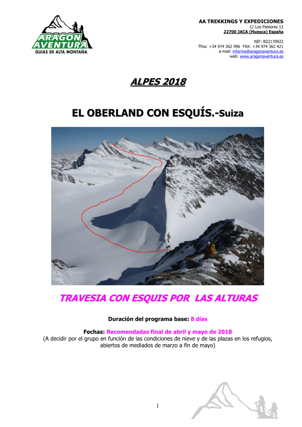 F.T. Travesia Con Esquis Del Oberland 2018