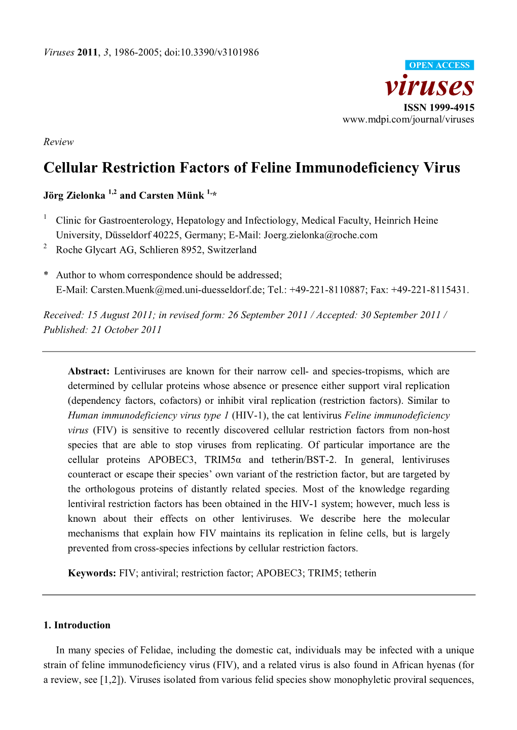 Cellular Restriction Factors of Feline Immunodeficiency Virus