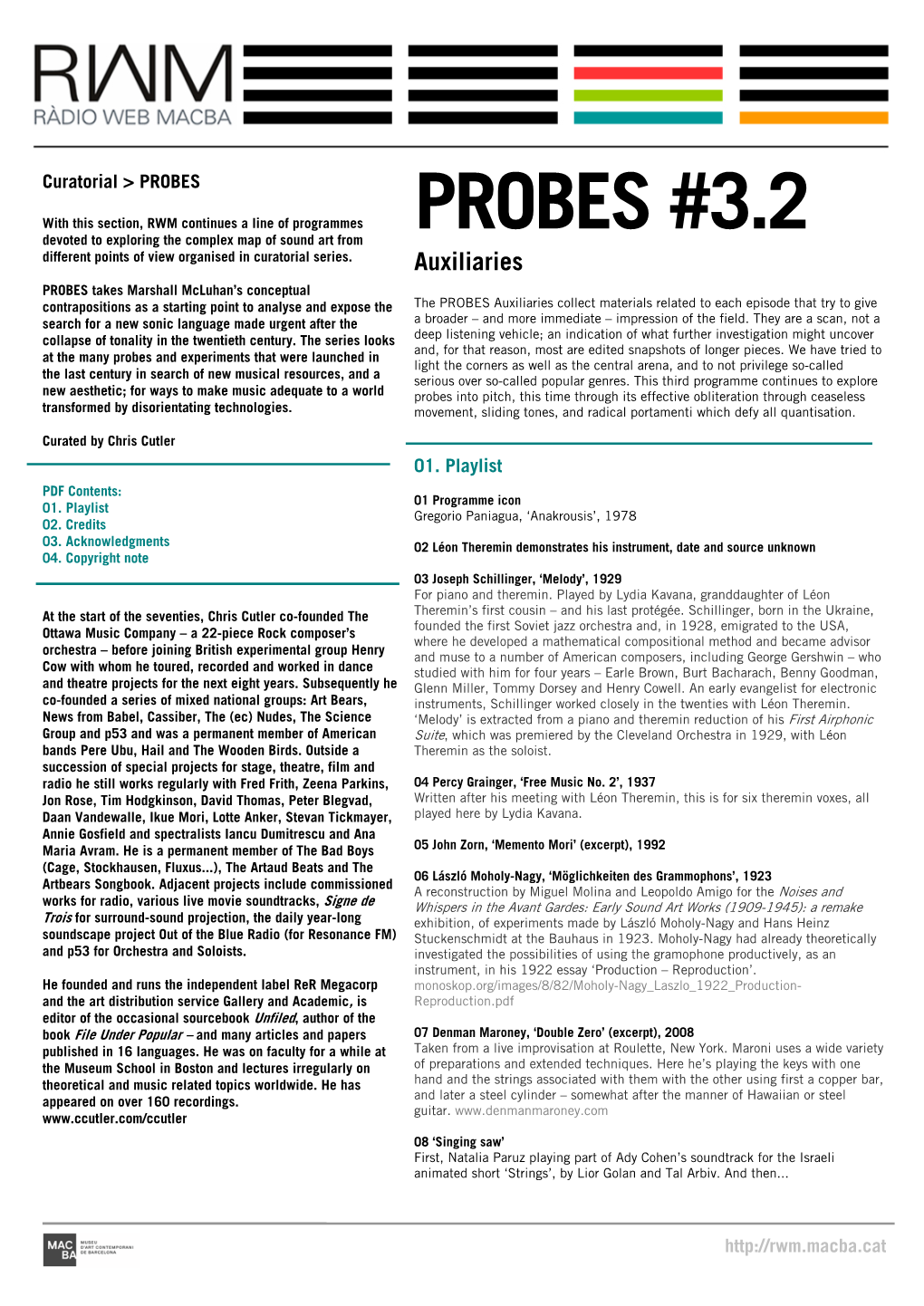 PROBES #3.2 Devoted to Exploring the Complex Map of Sound Art from Different Points of View Organised in Curatorial Series