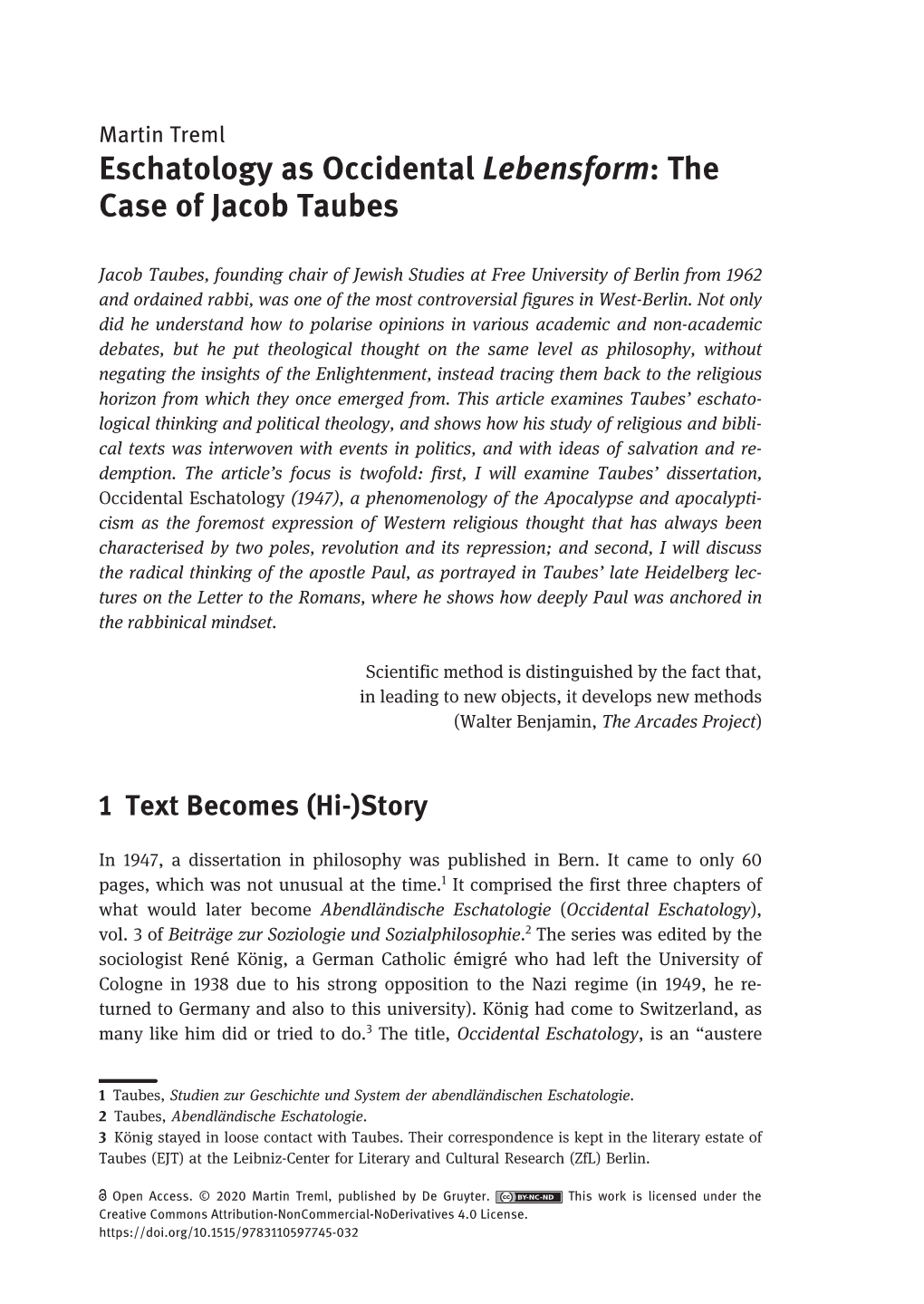 The Case of Jacob Taubes