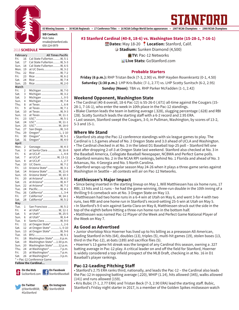 Weekend Opponent, Washington State Where We Stand