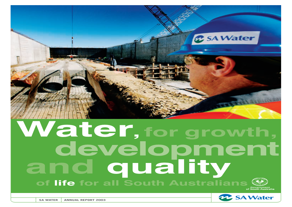 Sa Water Annual Report 2003 Sa Water Annual Report 2003