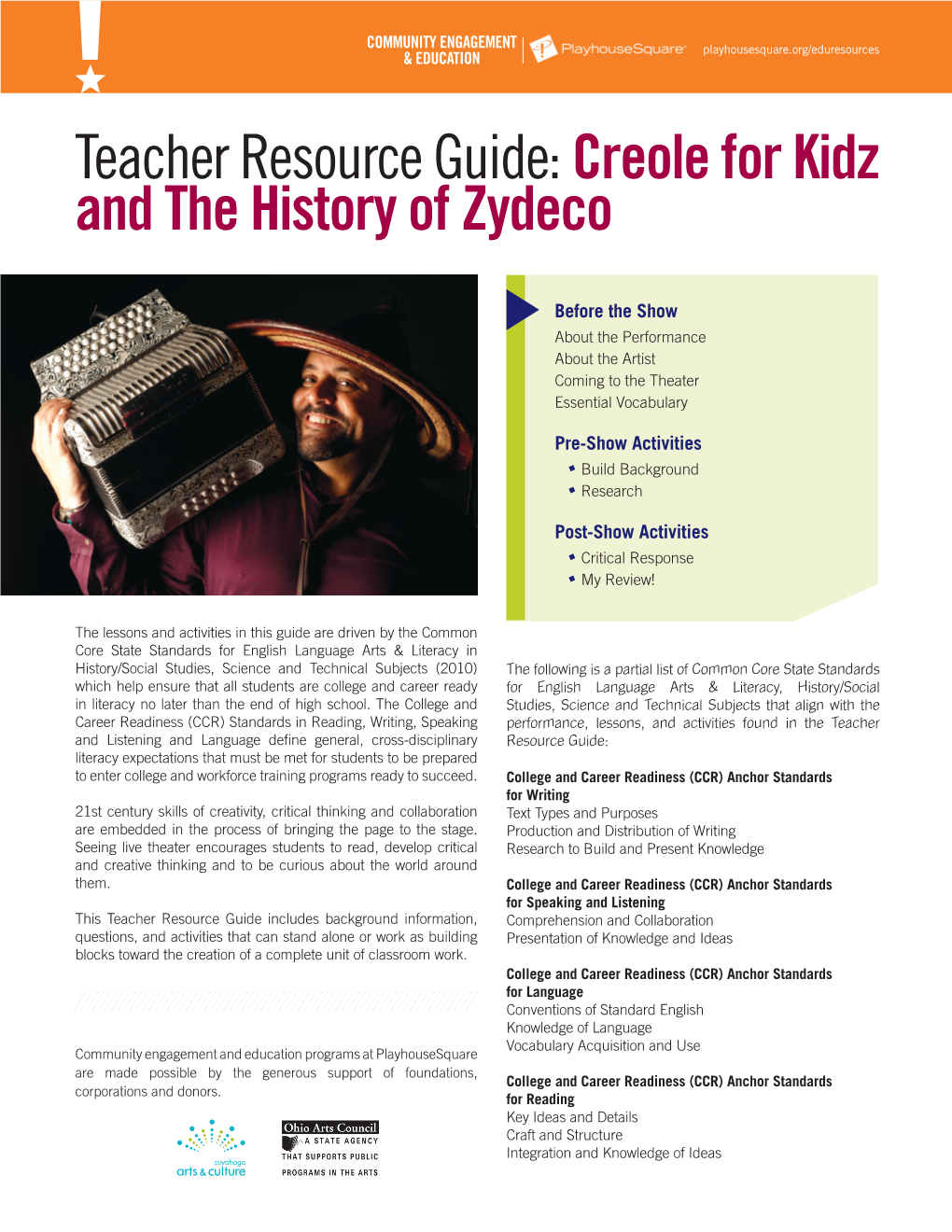 Teacher Resource Guide:Creole for Kidz and the History of Zydeco