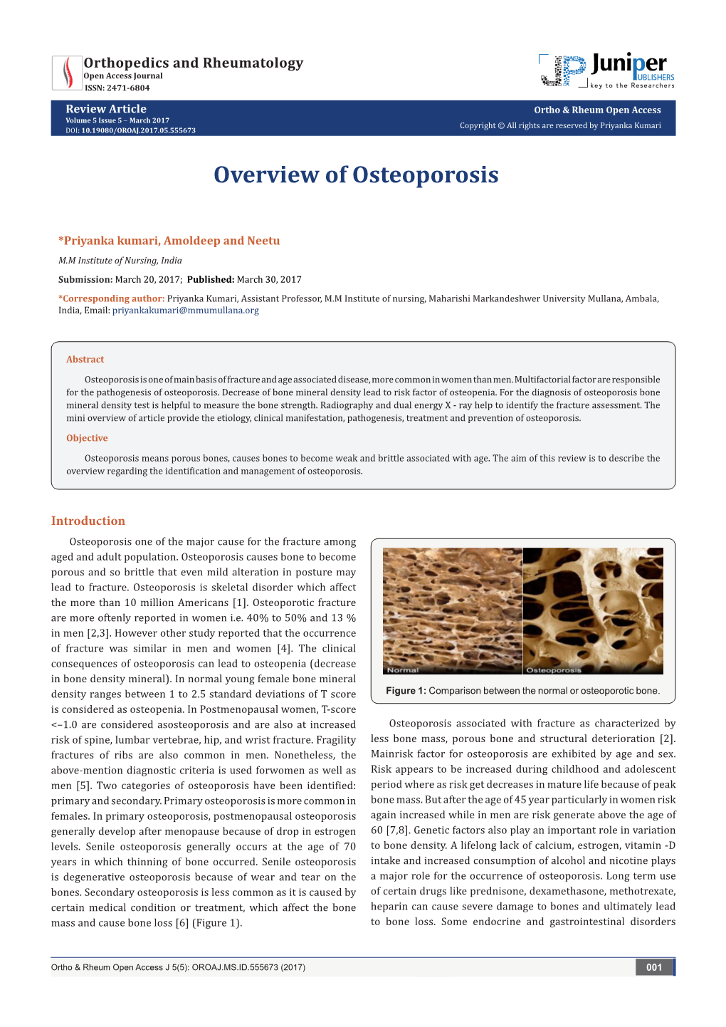 Overview of Osteoporosis