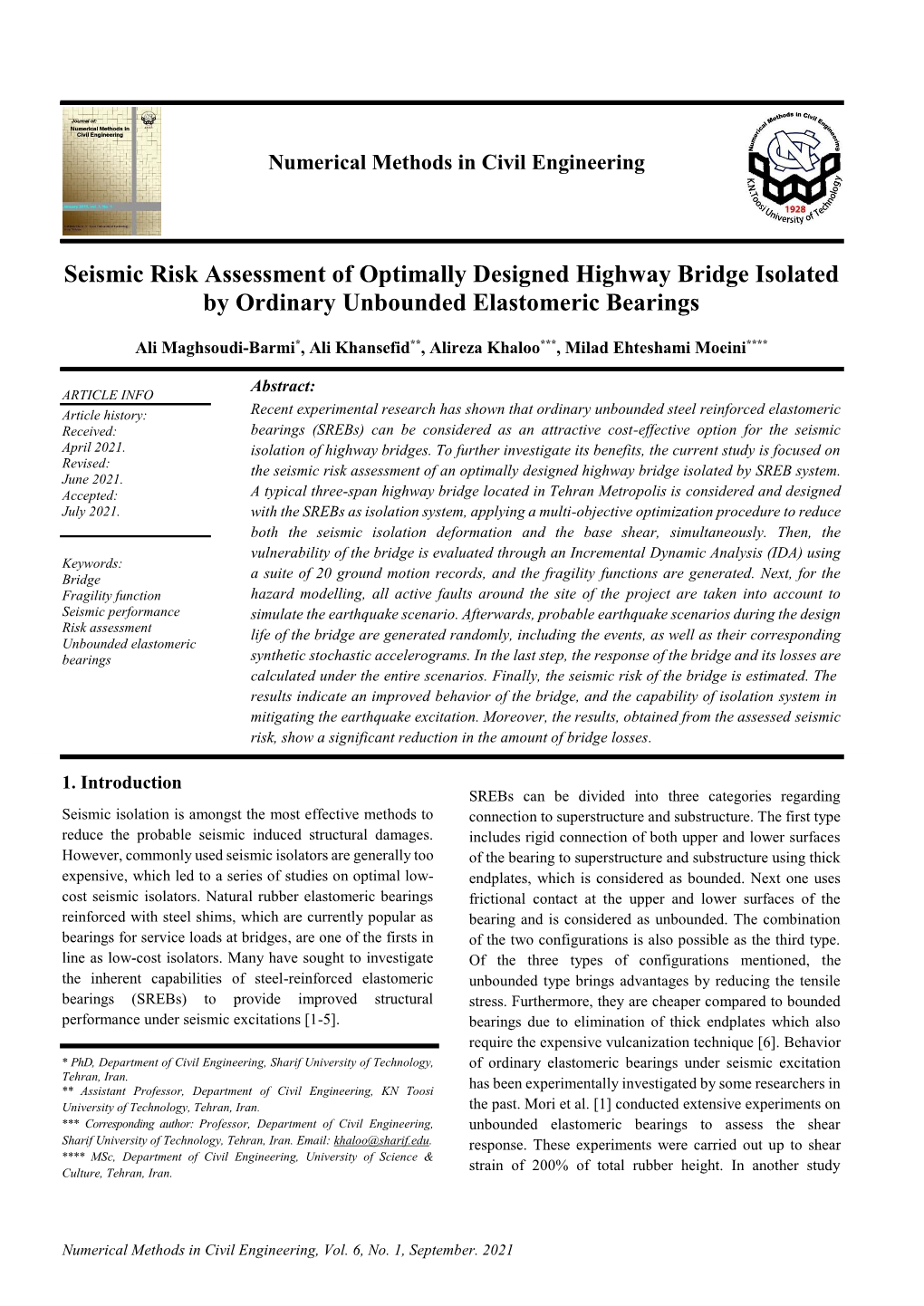 Seismic Risk Assessment of Optimally Designed Highway Bridge Isolated by Ordinary Unbounded Elastomeric Bearings