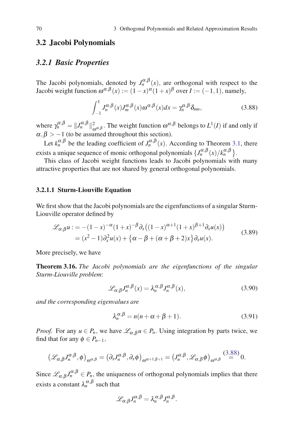 3.2 Jacobi Polynomials 3.2.1 Basic Properties