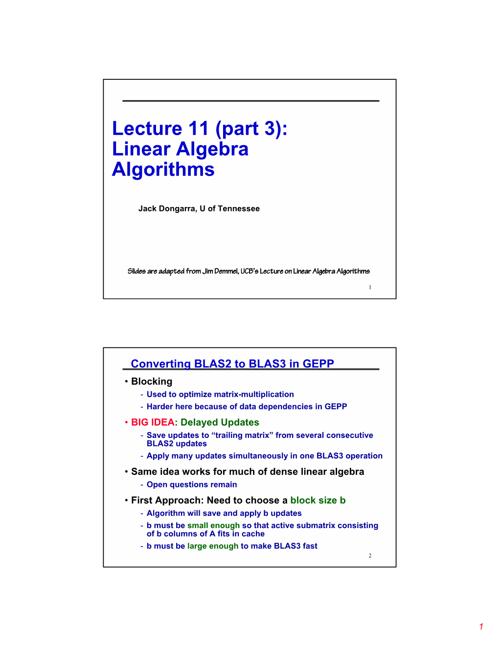 Linear Algebra Algorithms