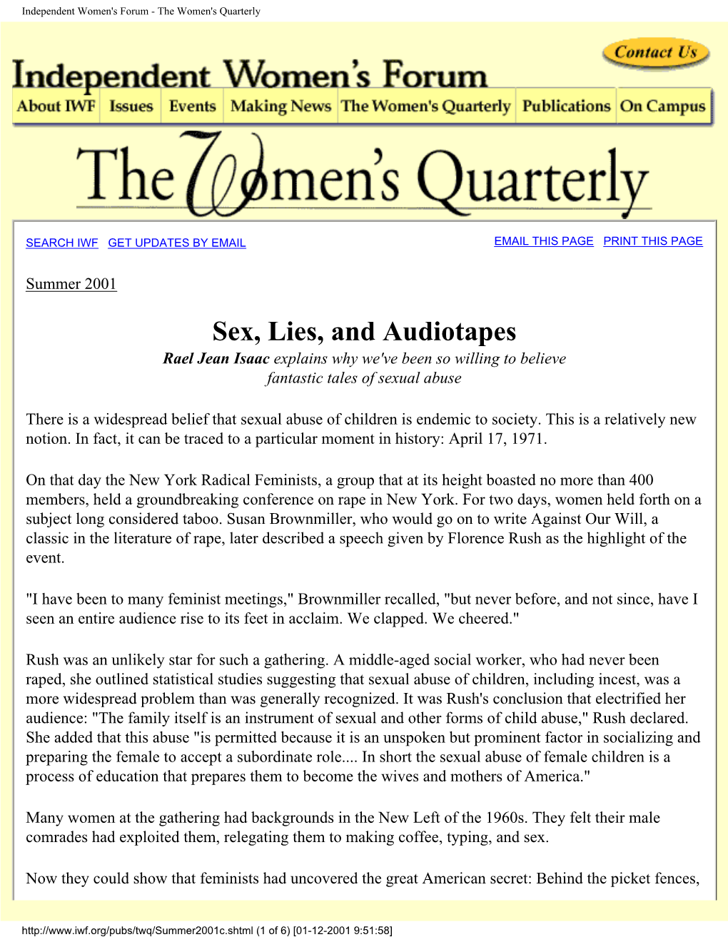 Independent Women's Forum - the Women's Quarterly
