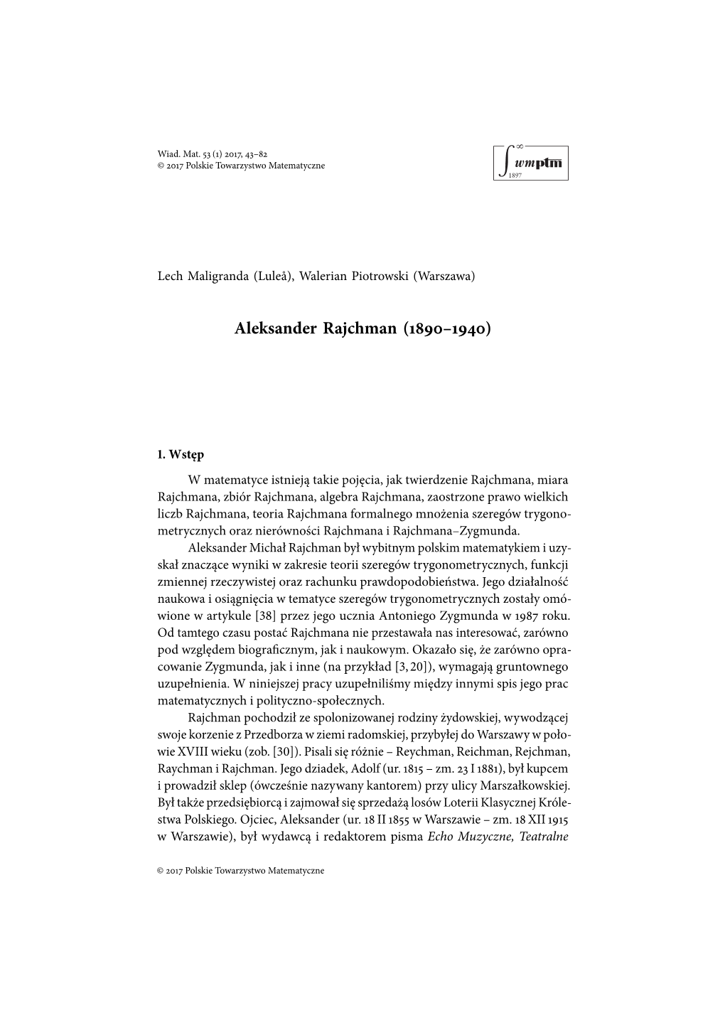 Aleksander Rajchman (ÏÊ•«–Ï•«)