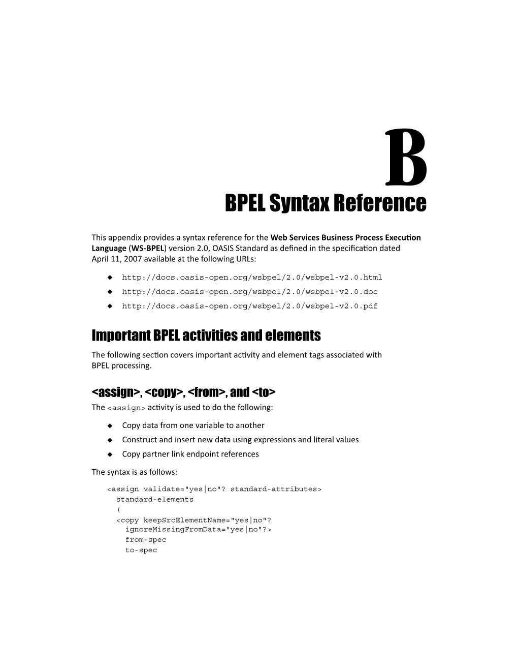 BPEL Syntax Reference