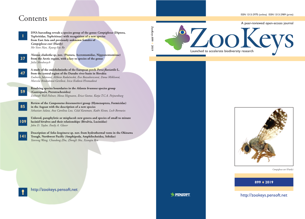 Contents a Peer-Reviewed Open-Access Journal Zookeys 899