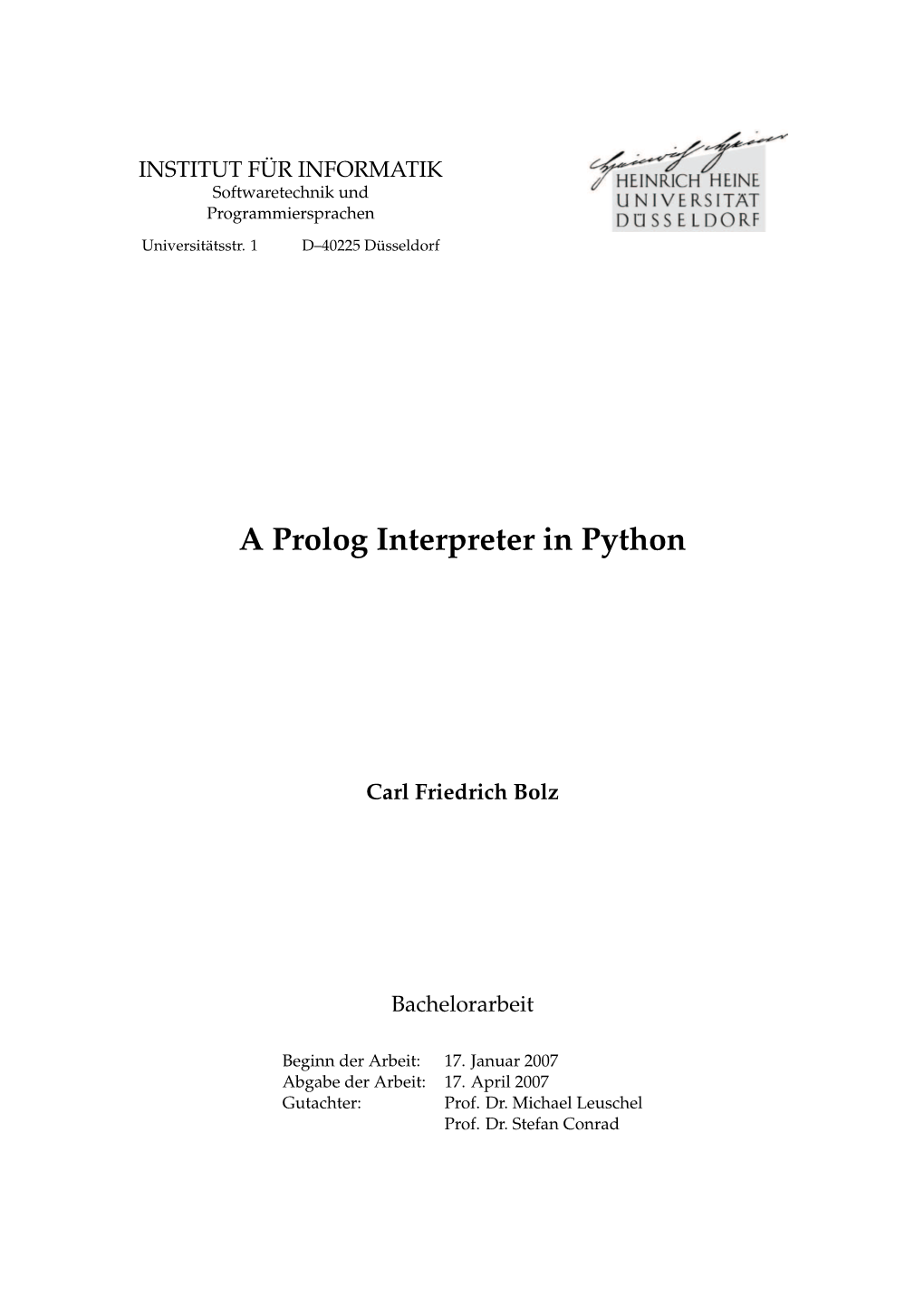 A Prolog Interpreter in Python