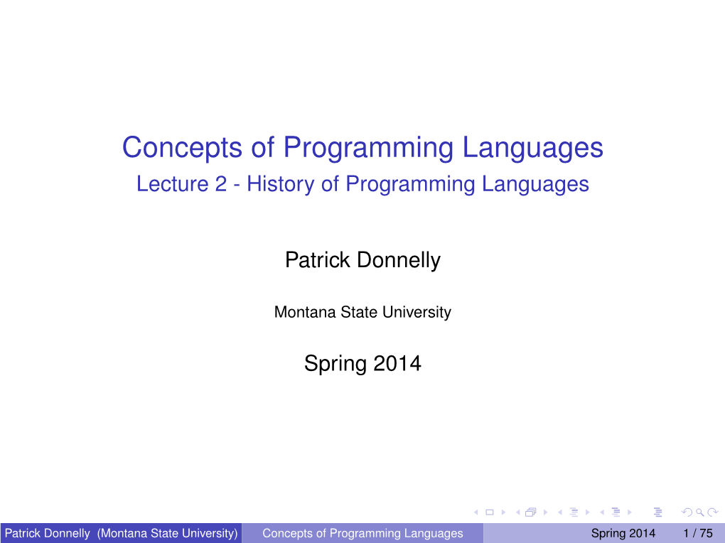 Lecture 2 - History of Programming Languages