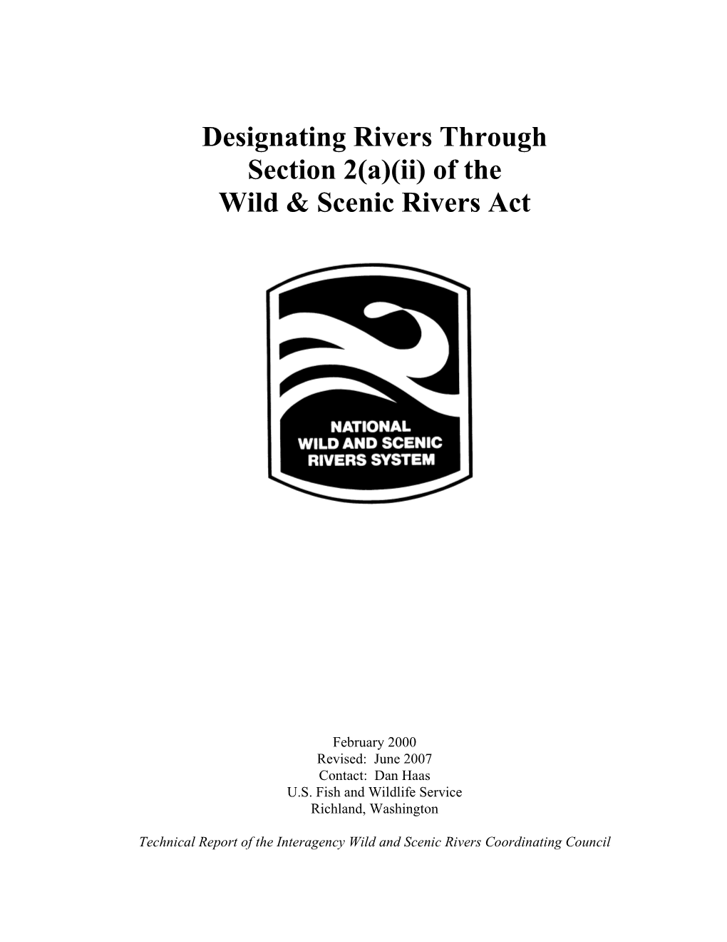 Designating Rivers Through Section 2(A)(Ii) of the Wild & Scenic Rivers