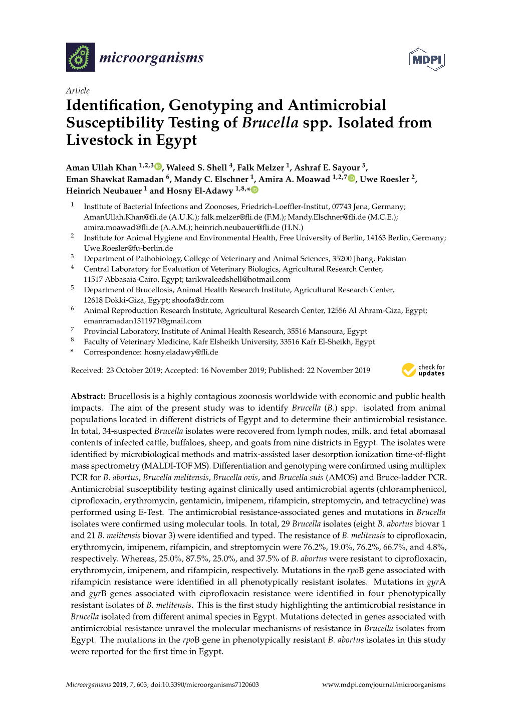 Identification, Genotyping and Antimicrobial Susceptibility Testing