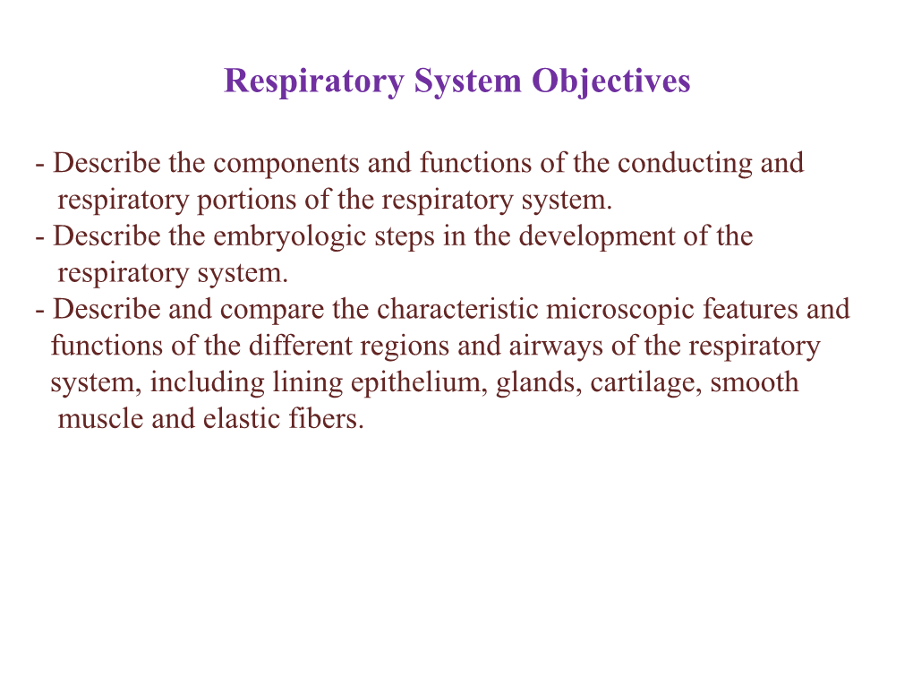 Respiratory System Objectives
