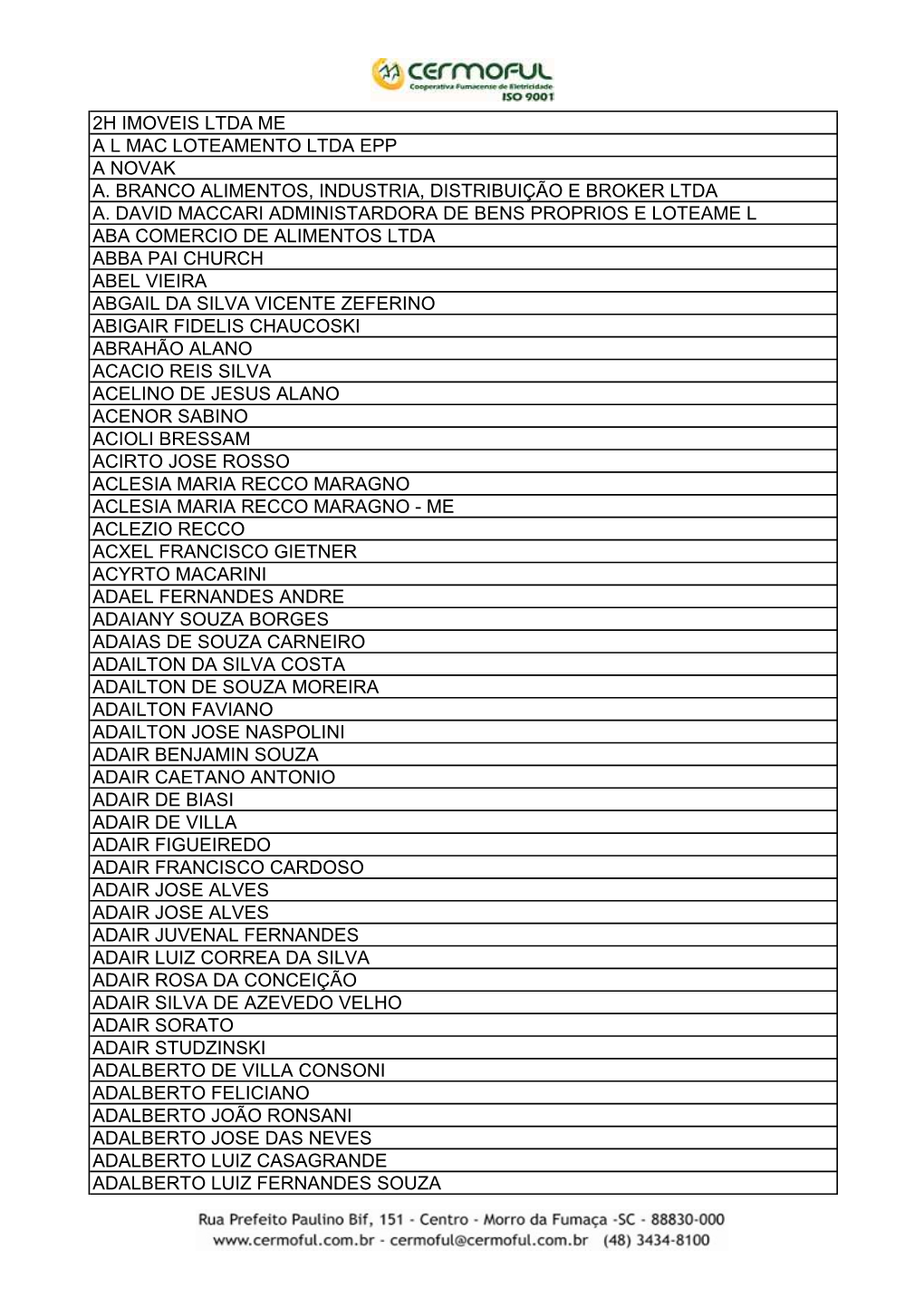 Lista De Associados