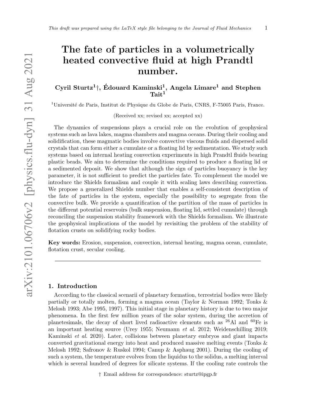 Arxiv:2101.06706V1 [Physics.Flu-Dyn] 17 Jan 2021