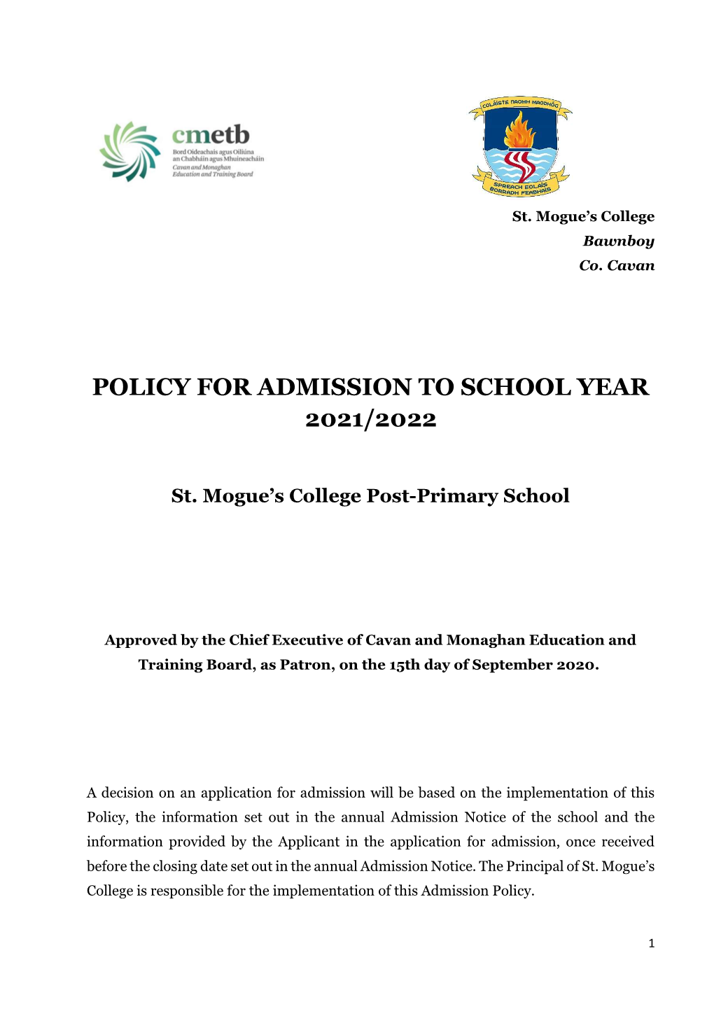 Admission Policy