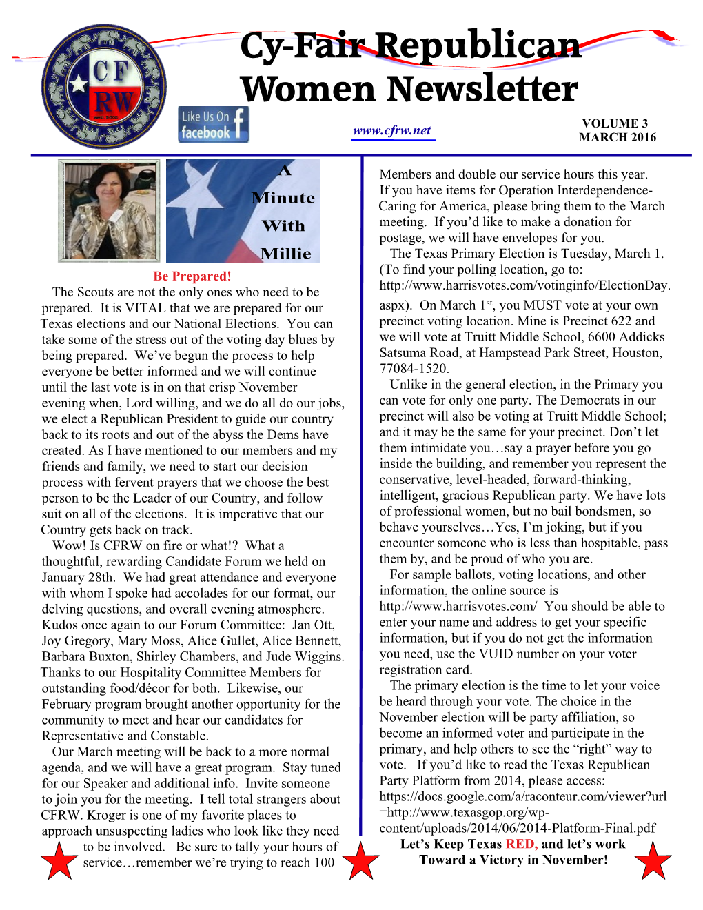 March 2016 Newsletter CFRW