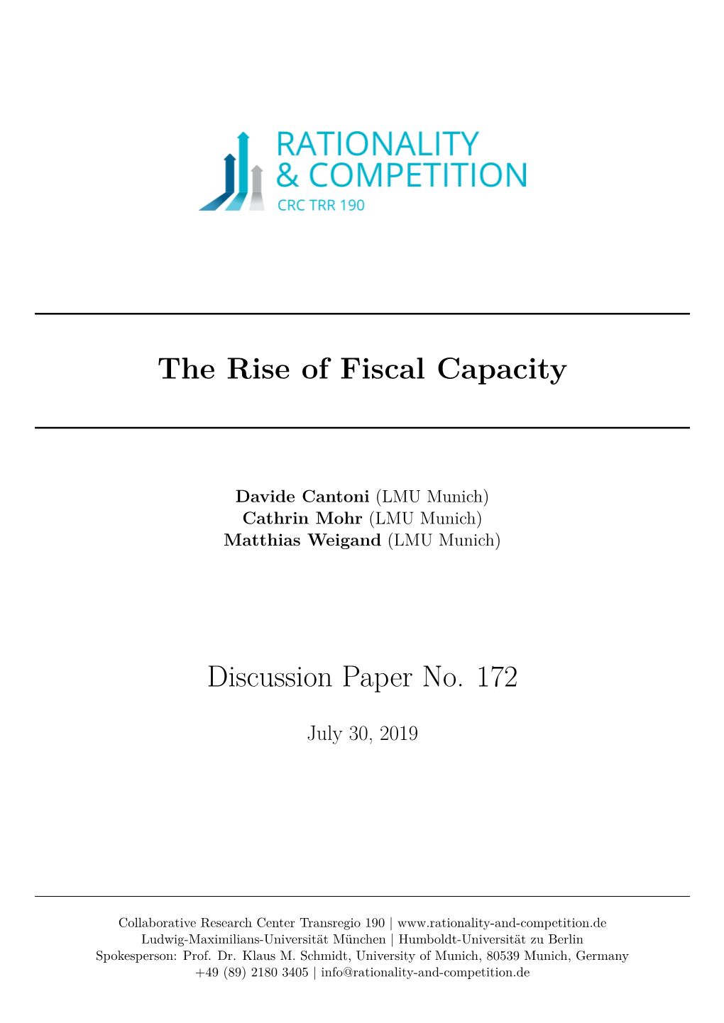 The Rise of Fiscal Capacity Discussion Paper No