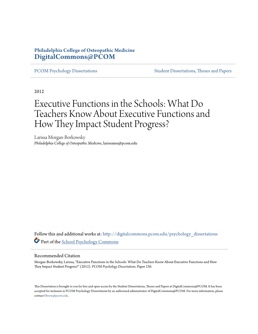 What Do Teachers Know About Executive Functions and How They