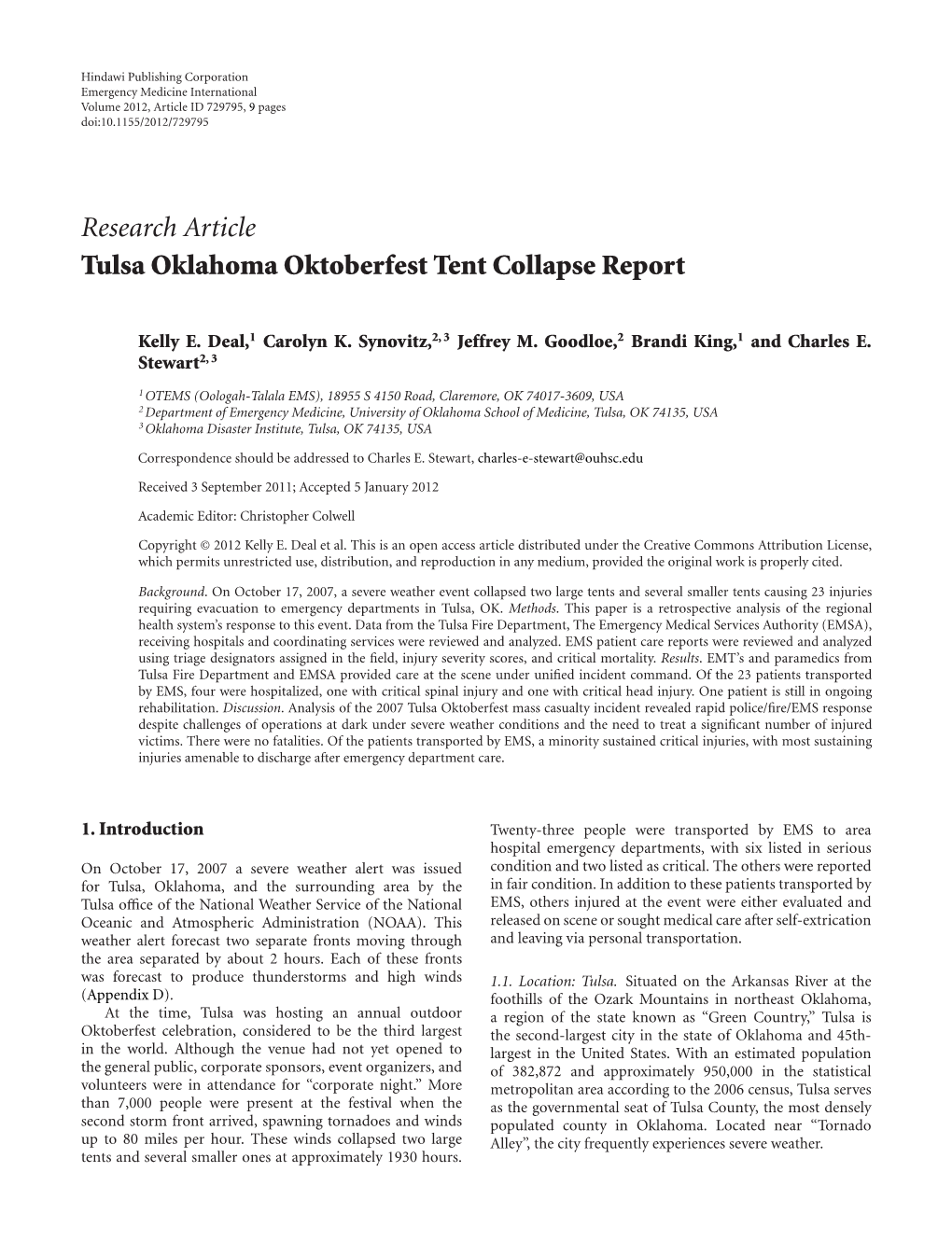 Research Article Tulsa Oklahoma Oktoberfest Tent Collapse Report