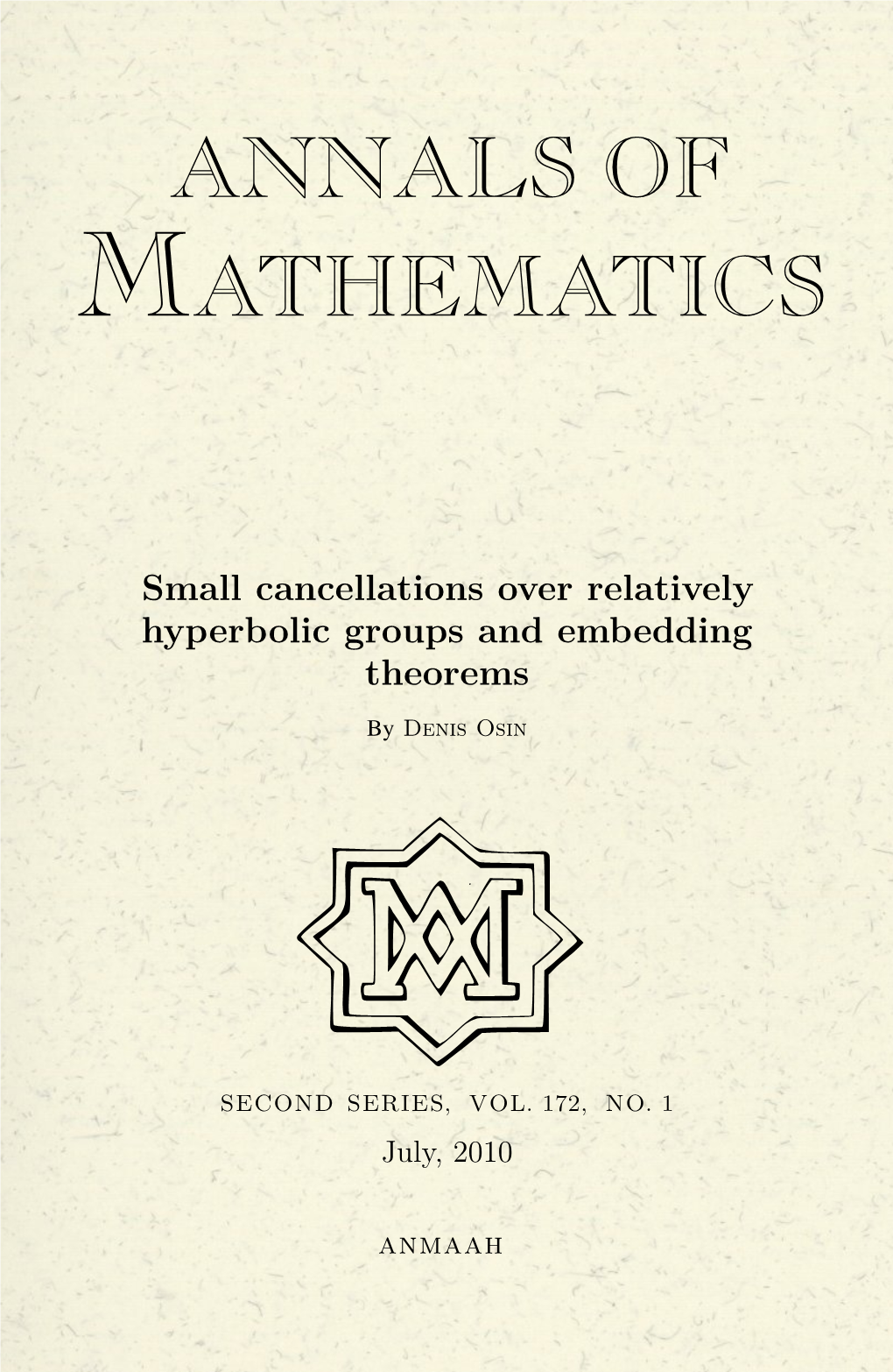 Small Cancellations Over Relatively Hyperbolic Groups and Embedding Theorems