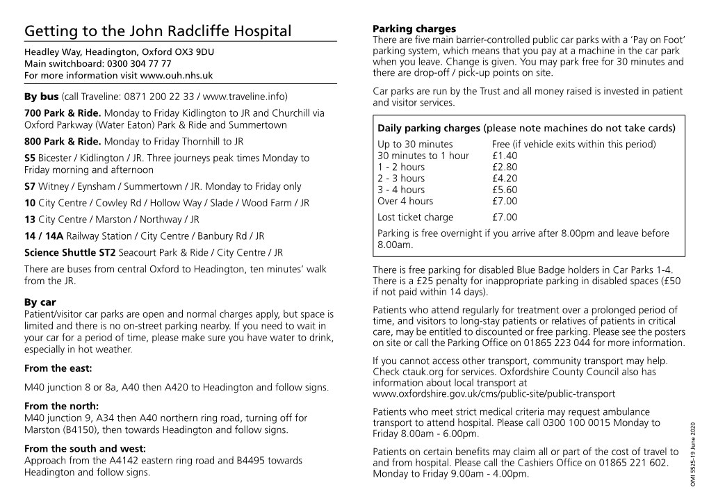 Getting to the John Radcliffe Hospital